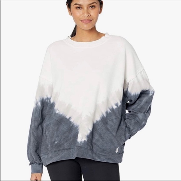 FP Movement by Free People Metti Crew Sweatshirt Tie-Dye Black White XS - Picture 2 of 6